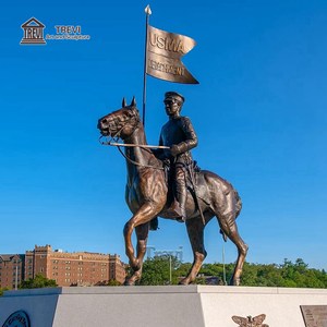 Estatua de Caballero Montado a Caballo de Bronce Fundido a Tamaño Real TREVI |   Escultura de monumento de Guerrero de Caballería para Parque y Plaza Conmemorativa - Product Image 5