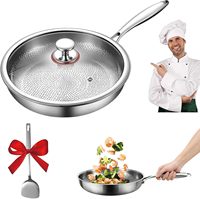 Peralatan Masak Titanium Food Grade Anti Lengket dengan Tutup 12 Inci, Wajan Penggorengan dan Pemanggang Anti Racun, Pemanasan Merata, Titanium Hammered Pro Pan