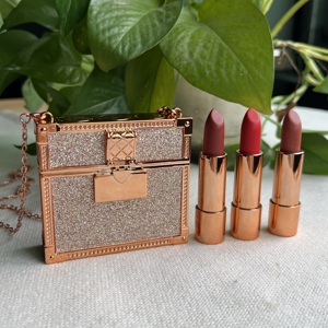 Sac à chaîne velours mat rouge à lèvres ensemble maquillage avec miroir luxe <span class=keywords><strong>baume</strong></span> à lèvres étanche marque privée haute Pigment longue durée en gros - Product Image 4