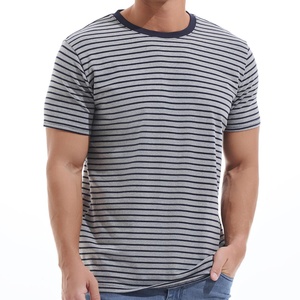 Camisetas de Hombre con Cuello Redondo y Logotipo Personalizado, Estilo Urbano, Rayadas, de Alta Calidad, Corte Regular, Tejido de Algodón Suave, Transpirable y de Secado Rápido - Product Image 1