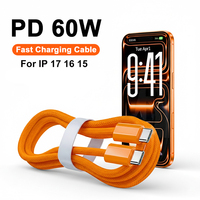 Câble USB-C tressé en nylon orange 60W pour iPhone 17