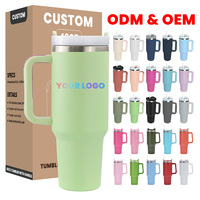Mug de voyage isotherme en acier inoxydable avec logo personnalisé, tasse d'aventure pour café, gobelet de 40 oz avec poignée, vente en gros