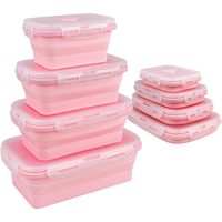 Boîte à lunch pliable réutilisable multi-tailles personnalisée, pour le camping, les voyages, la cuisine, en silicone, pliable, carrée, pour le stockage des aliments
