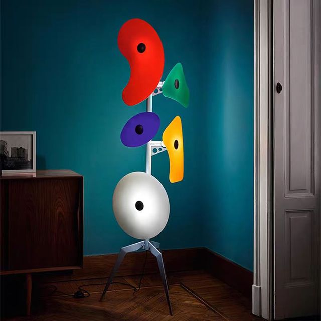 Nordic Light Luxury, Simple Memphis Style Color Geometric Floor Lamp for Entrance, Hotel Bedroom and Living Room