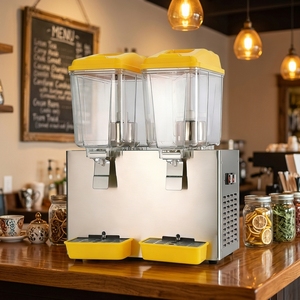Distributeur de jus de fruits et de thé au lait en acier inoxydable, qualité commerciale, 2 robinets, robinet de distribution de qualité supérieure - Product Image 1