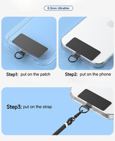 Patch de fixation universel ultra-fin 0,3 mm pour cordon de téléphone, en acier inoxydable, avec anneau en D, compatible smartphones et coques