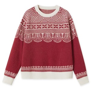 Suéter de manga larga Fairisle Yoke de mujer personalizado de alta calidad Suéter de cuello redondo de invierno de estilo bastante informal - Product Image 2