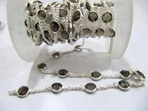 Cadena de conector en forma de moneda Briolette de cuarzo ahumado de 7mm genuino, cuentas de piedra Natural unidas, vendidas por fabricación de joyas - Product Image 3