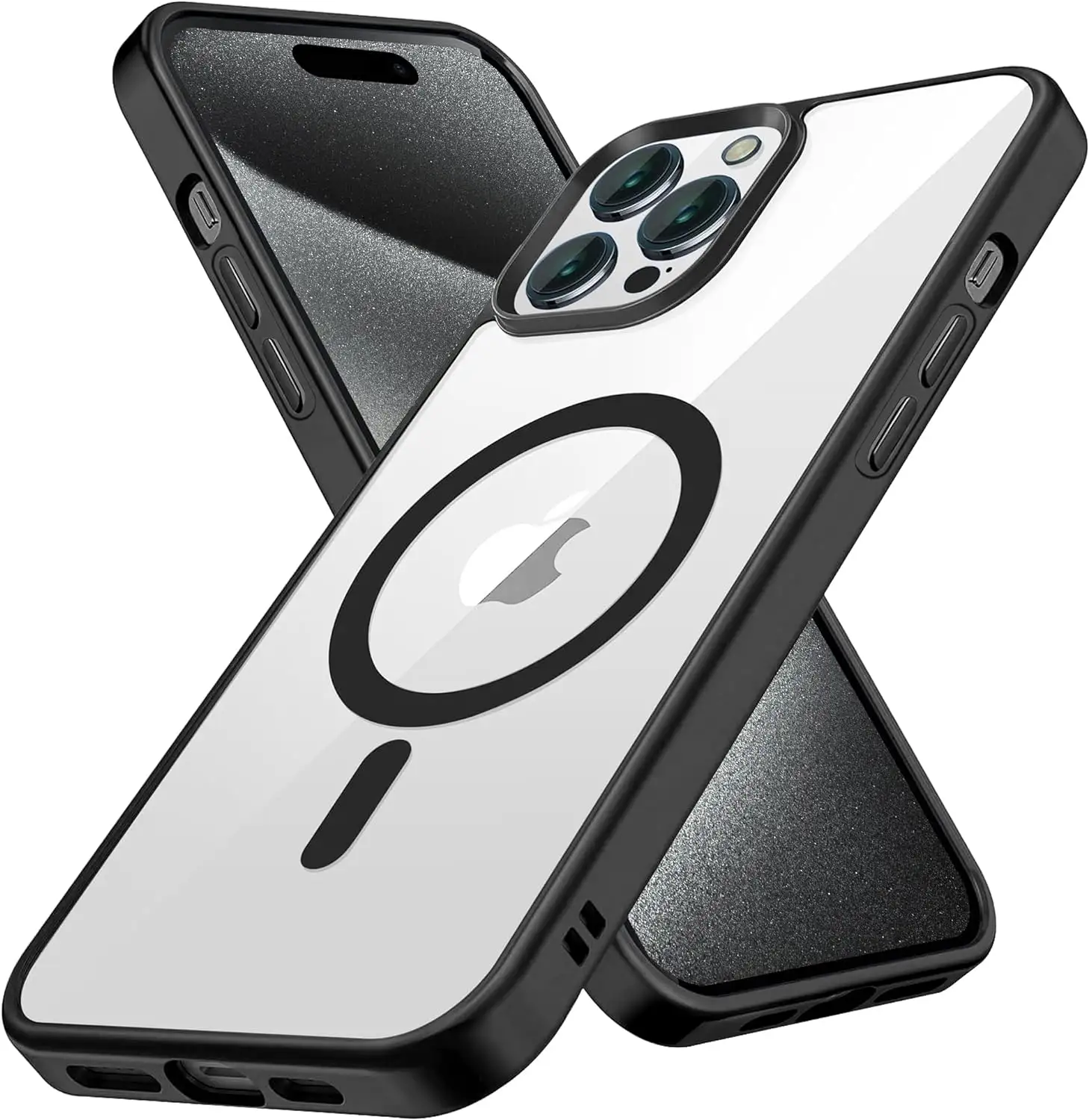 แม่เหล็กใสสําหรับเคส iPhone 15 Pro เข้ากันได้กับแม่เหล็กซิลิโคนโปร่งใสบางป้องกันรอยขีดข่วนเคสโทรศัพท์กันกระแทก