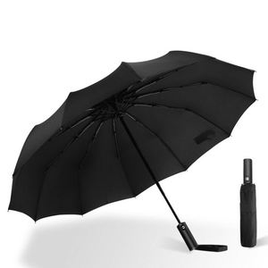Open Auto Close Automatic Business Classic Style Three-Folding Pongee Travel <b>Umbrella</b> - Product Image 4