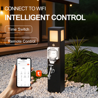 Poteau de parc en acier inoxydable 304 |   Boîtier de sortie unique + Robinet anti-gel + Éclairage intelligent Tuya WiFi IP66 extérieur combiné eau et électricité