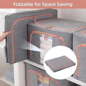 Household Linen Collapsible Storage Boxes Bins Bags Bedroom Wardrobe Closet Home Organizer Container <b>case</b> Cube Multipurpose - Product Image 4