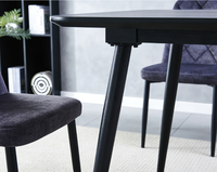 Table à manger moderne et contemporaine, durable, imperméable, en MDF avec plateau en mélamine, 140x80x76cm, avec pieds en métal, pour usage domestique