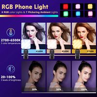 Lampe d'appoint RVB rétractable CYKE D4 avec clip pour téléphone, idéale pour iPhone, ordinateurs portables, selfies, vidéos en direct et éclairage beauté, rechargeable