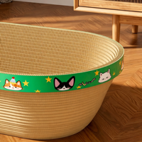 Bac à gratter pour chat en forme de baignoire, grand espace, profond, résistant à l'usure, sans éclats, avec jouet intégré, design moderne et luxueux, en carton