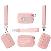 Dompet Gantungan Kunci Wanita Anti RFID Bahan Nilon Panjang, Dompet Mini Kustom, Aksesoris Tali Pergelangan Tangan