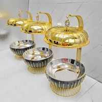 Ensemble de chauffe-plats de buffet 8L en acier inoxydable à alimentation thermique (Or et Noir) pour hôtels et restaurants