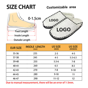 Halloween Noël Hiver Maison Doux Chaud Logo Personnalisé Pleine Impression Motif Personnalisé Coton Pantoufles Glisser Sandales Pour Femmes Hommes - Product Image 5