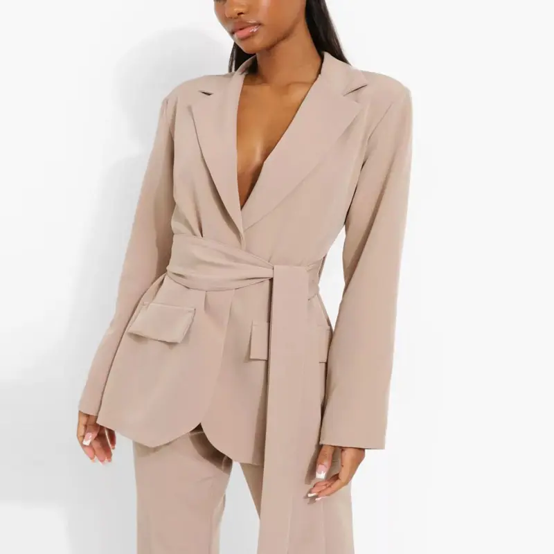 OEM custom women's suits blazer high quality office blazer and pants set tunic coat ladies