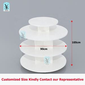 Supermercato alto basso Display in legno per la casa bambole e cancelleria rotonda MDF espositore 4-Tier personalizzato tavolo da esposizione - Product Image 3