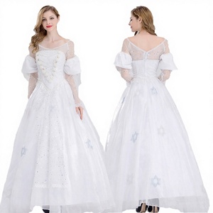 Vestido de Noche Noble y Elegante con Mangas Abullonadas, Diseño de Bordado de Estrellas, Vestido de Princesa para Fiesta, Disfraz de <span class=keywords><strong>Reina</strong></span> <span class=keywords><strong>Blanca</strong></span> para Halloween - Product Image 6
