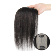 BQ Remy Silk Base Closure Indian Human Hair Topper, postiche pour femme avec cheveux naturels lisses