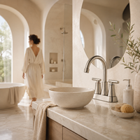Robinet de lavabo de salle de bain personnalisé de 4 pouces à double poignée avec siphon escamotable pour lavabo en laiton