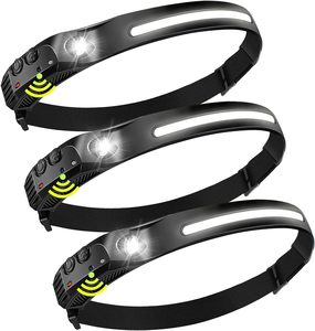 Linterna Frontal Impermeable Recargable 230 °   Linterna frontal LED de haz amplio <span class=keywords><strong>con</strong></span> <span class=keywords><strong>sensor</strong></span> de movimiento para adultos - Product Image 1
