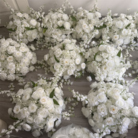 Boule de fleurs artificielles en soie blanche personnalisée C-716 avec glycine pour décoration de table de mariage et événements festifs