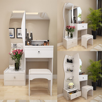 Table de toilette moderne et minimaliste multifonctionnelle avec miroir pleine longueur pour chambre à coucher – Meuble de maquillage pour la maison