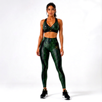 Ensemble de yoga imprimé serpent pour femme : Soutien-gorge de sport et leggings taille haute – Tenue de fitness et d'entraînement