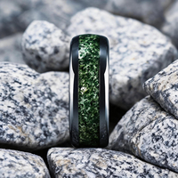 Bague JLM Premium personnalisée en acier inoxydable avec incrustation d'agate mousse, pour homme et femme, alliance vintage, bijoux
