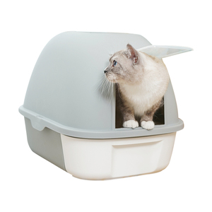 猫トイレグレー + ホワイトプラスチック猫トイレボックスペットに優しい屋内設置が簡単