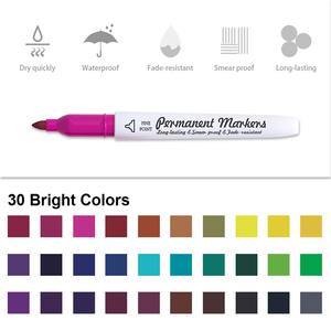 NOVISON 24 Colors Permanent Non-toxic Premium Art Marker Pen Round Toe 1mm Tip School <b>Office</b> DIY Craft <b>Drawing</b> Coloring - Product Image 4