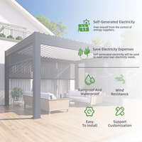 Kit de pergola préfabriquée à structure en aluminium alimentée par l'énergie solaire, extension de balcon écologique, toit à persiennes, gazebo extérieur