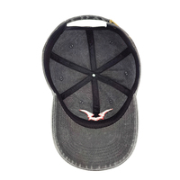 Zwarte gewassen denim stof met geborduurd logo, groothandel 6-delige baseball caps voor volwassenen