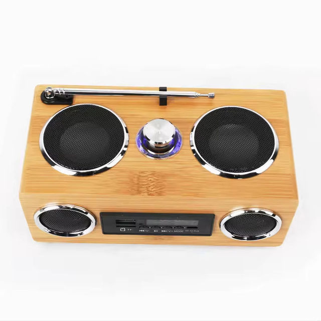 Eco-Friendly Handmade Bamboo Wireless Speaker 6W Portable Rechargeable Music BT Built-in Mic Remote Control Retro Wooden Design