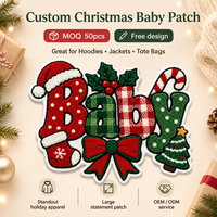 Grands badges brodés personnalisés en chenille pour Noël, pour vestes universitaires, sweats à capuche, sacs fourre-tout, vente en gros, MOQ 50 pièces
