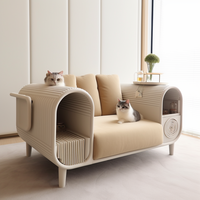 Maison pour chat moderne en bois-plastique imperméable, design niche d'arbre, lit luxueux et confortable, fermeture éclair, usage intérieur, fabriqué en Chine
