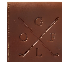 Porte-cartes de score de golf en cuir de cheval véritable, imperméable, avec motif gaufré, style vintage rétro, avec boucle pour crayon