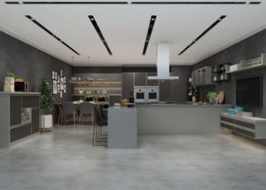 Armoire de cuisine moderne multifonctionnelle en gris clair de luxe, taille personnalisée, contreplaqué, imperméable, écologique - Product Image 3