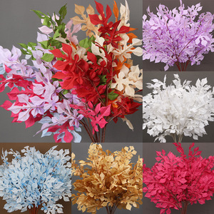 Feuilles d'arbre à thé artificielles, branche unique, haute simulation, en soie, pour décorations de mariage - Product Image 4