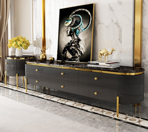 Italian Black Gold <strong>TV</strong> <strong>Stand</strong> Luxury Living Room Oval Rock Slab Coffee Table <strong>TV</strong> <strong>Stand</strong> Double <strong>Pine</strong> Antiseptic Drawer <strong>TV</strong> <strong>Stand</strong> - Product Image 5