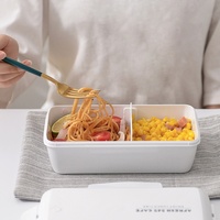 Boîte à bento de style japonais, récipient pour repas légers, boîte à lunch pour employés de bureau, plastique, deux compartiments, compatible micro-ondes, 1000 ml