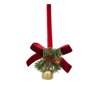 Adorno Navideño Hecho a Mano, Colgante de Piña Artificial con Campana, Anillo de Ratán con Bayas para Colgar en el Coche - Product Image 5