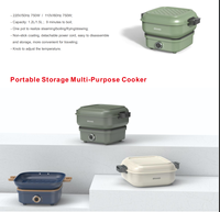 Marmite électrique Ménage Split Cooker Portable Fold Hotpot Dortoir Multicooker Poêle électrique Poêle à frire 220V 750W