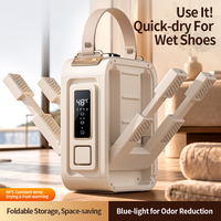 Séchoir à chaussures portable pliable à 6 bras avec écran numérique 48 ℃   Désodorisant à lumière bleue à température constante, machine de séchage simultané pour 3 paires