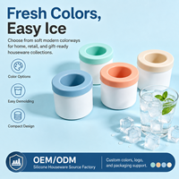 YMS Mini Moule à glaçons en silicone écologique réutilisable, créatif, flexible et portable, seau à glace cylindrique à congélation rapide