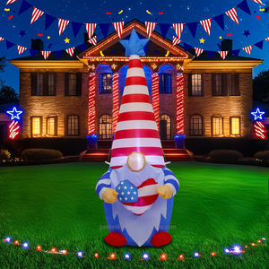 Independence Day 4FT Inflatable Gnome Top Hat Patriotic Blow Decor for Indoor <b>Outdoor</b> IP44 LED <b>Lighted</b> for Lawn Yard Home Party - Product Image 3