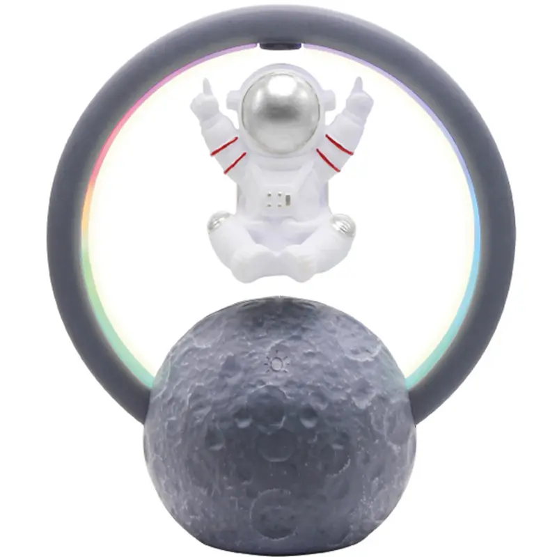 Novelty levitate astronaut night light with wireless speaker usb rechargeable touch control RGB desk lamp for kids bedroom gift